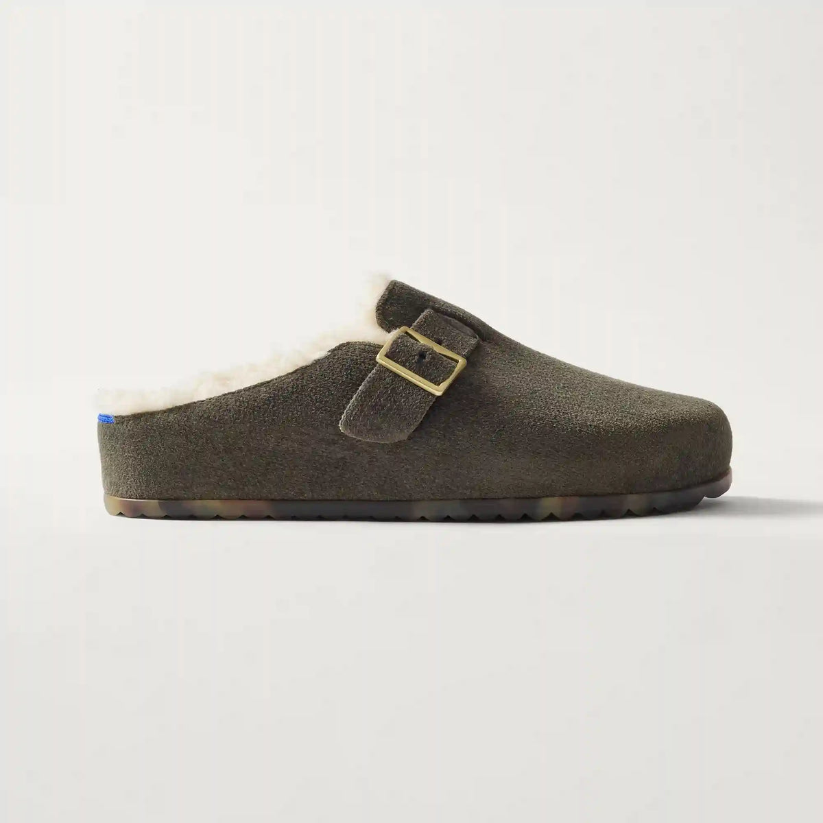 The Teddy Buckle Clog - ReVelvet™ Olive