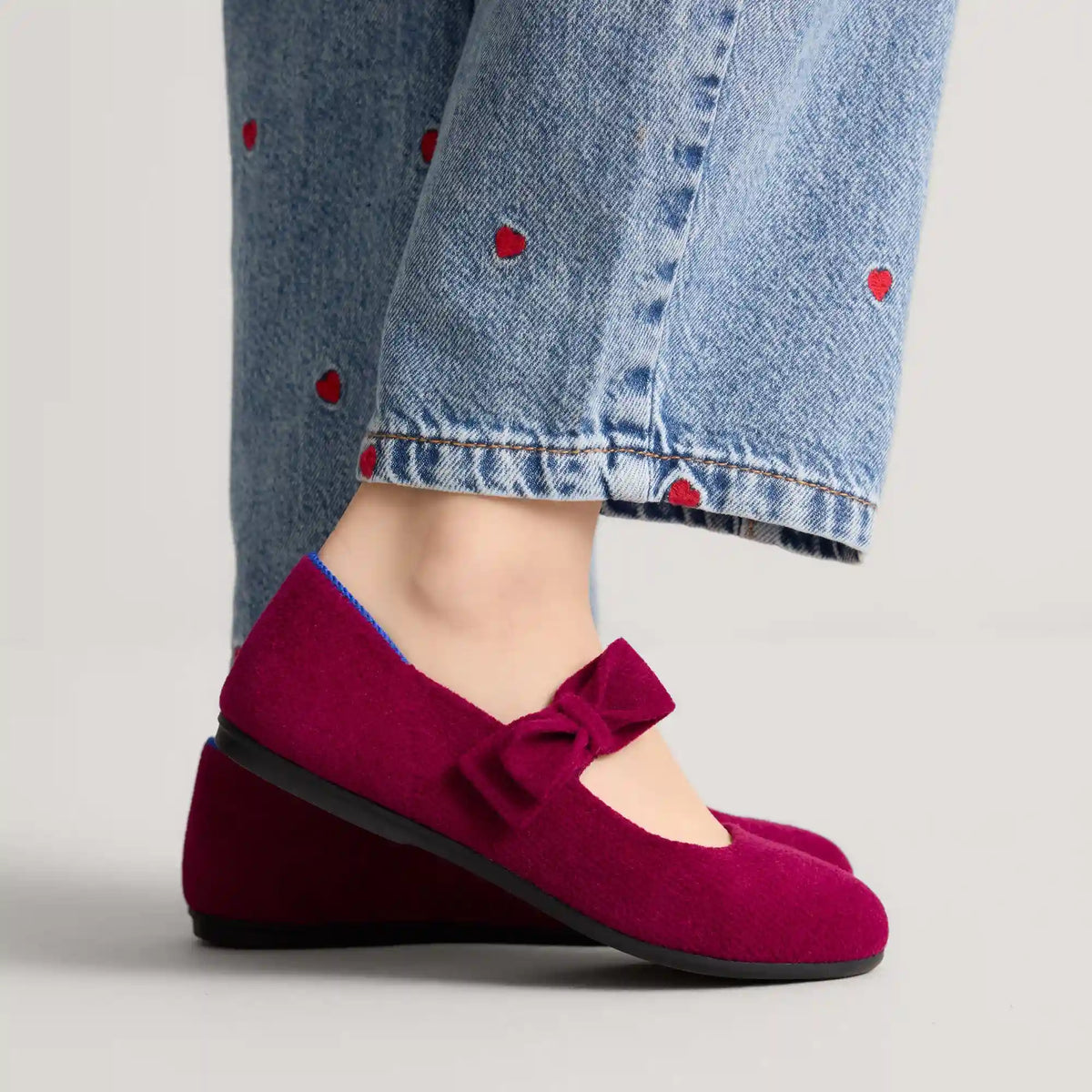 The Kids Tux Bow Mary Jane - ReVelvet™ Mulberry