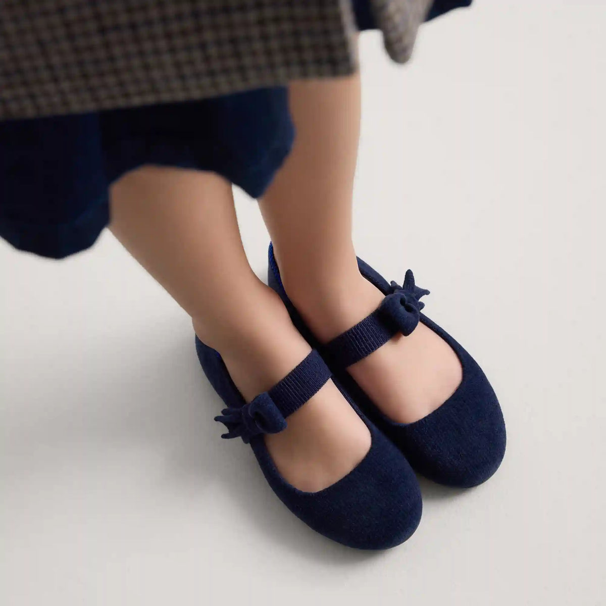 The Kids Tux Bow Mary Jane - ReVelvet™ Deep Navy