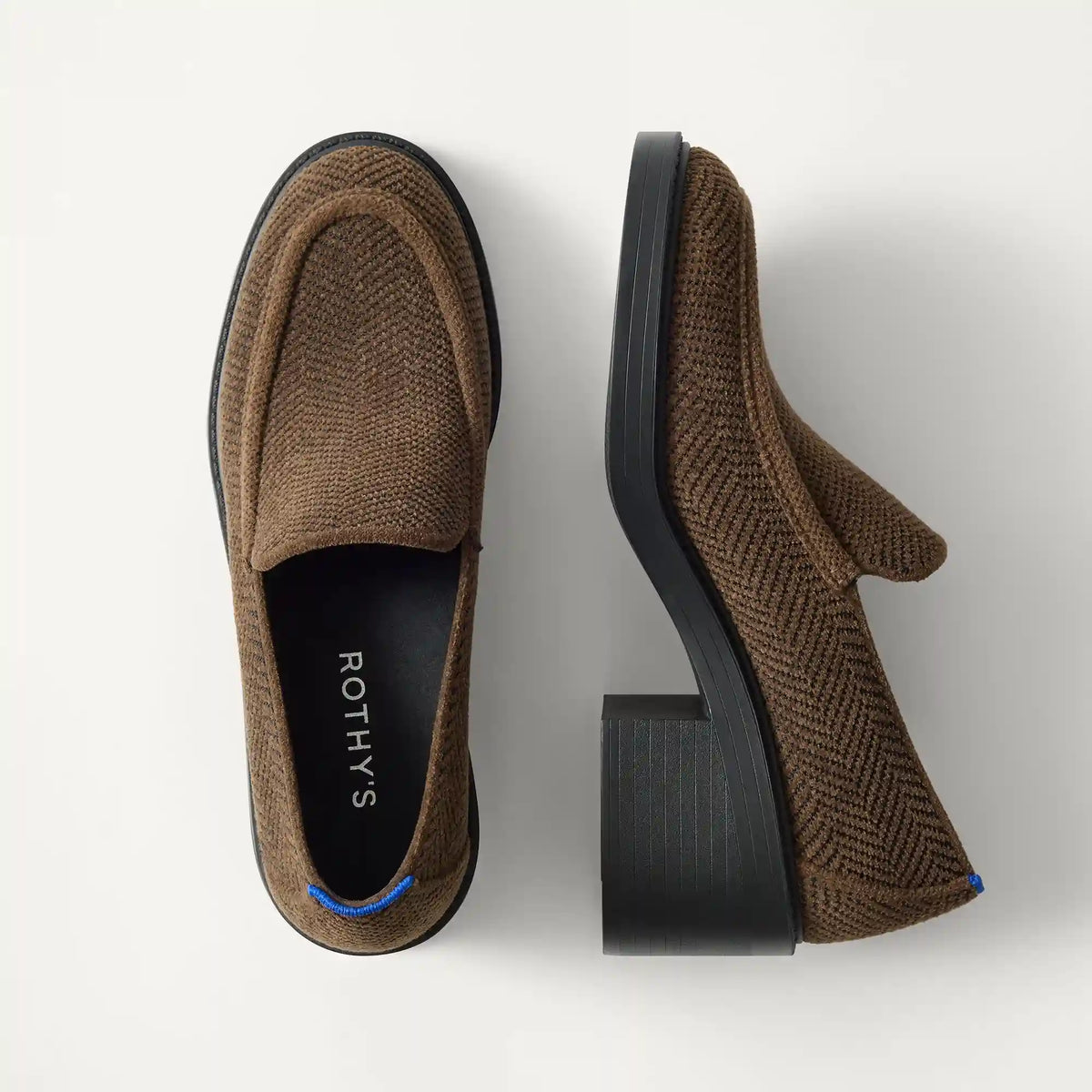 The Block Heel Loafer - ReVelvet™ Dark Herringbone